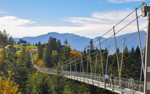 Gruppenerlebnis - Hängebrücke Raiffeisen Skywalk die Sehenswürdigkeit auf dem Mostelberg