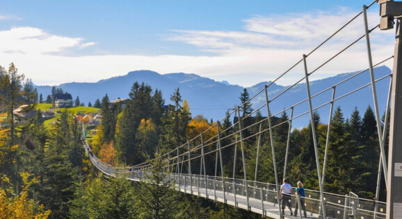 Gruppenerlebnis - Hängebrücke Raiffeisen Skywalk die Sehenswürdigkeit auf dem Mostelberg