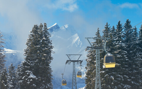 Gondelbahn in Meiringen Hasliber von Wasserwendi zum Bergrestaurant Käserstatt, Skitag